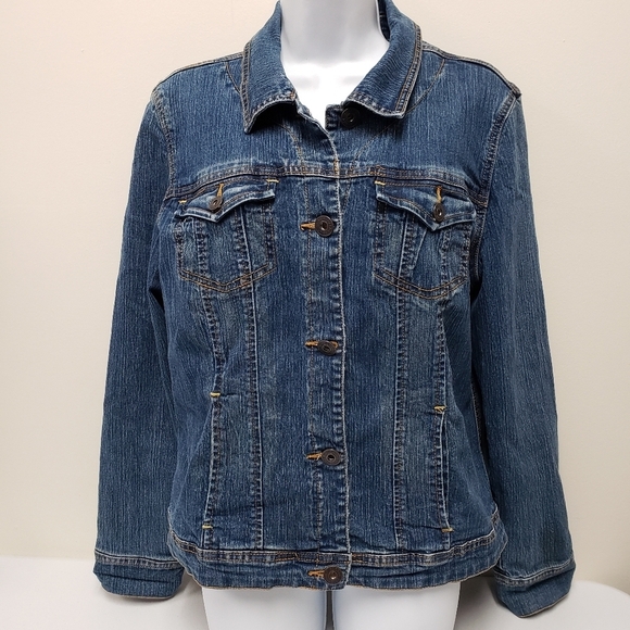Gloria Vanderbilt Jackets & Blazers - Gloria Vanderbilt Womens Embroidered Button Up Denim Jean Jacket Size Large